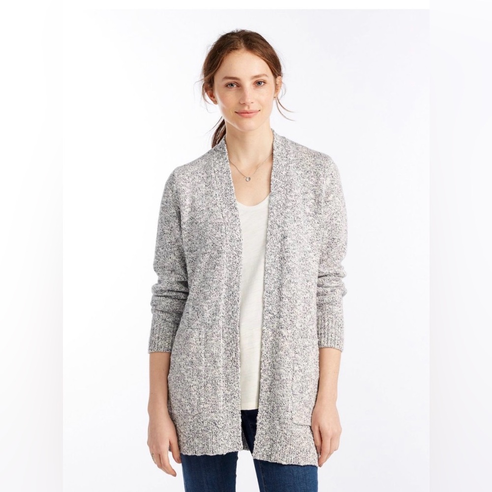 L.L. Bean Heathered Gray Women's Cotton Ragg Cardigan